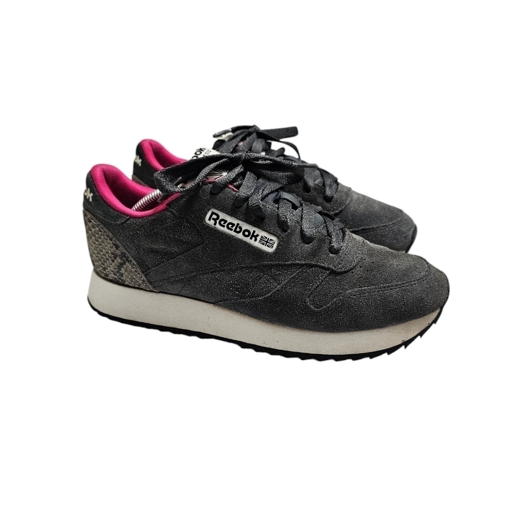 Women's Reebok Classic Leather Ripple Sneaker size 7.5 gray/pink